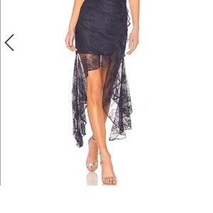 Majorelle whimsical asymmetrical navy lace skirt